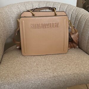 Steve Madden Beige Crossbody Bag with Gold Accents